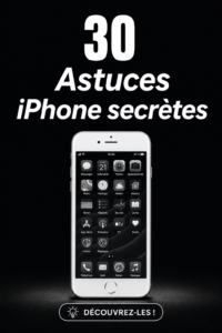 Femme utilisant un iPhone avec des astuces affichées à l'écran