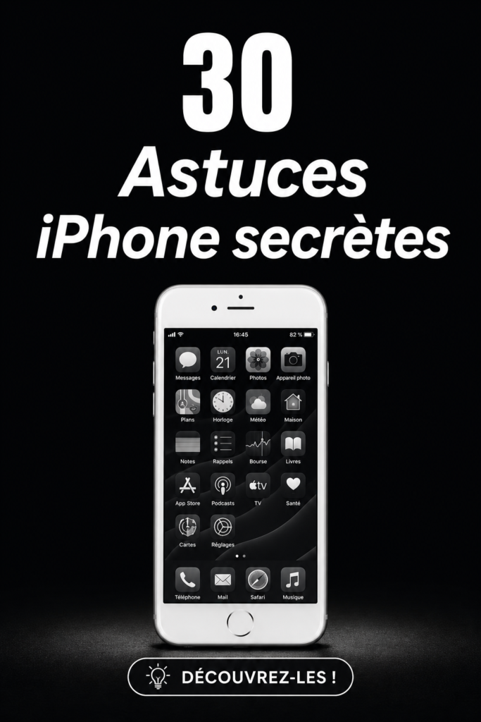 Femme utilisant un iPhone avec des astuces affichées à l'écran