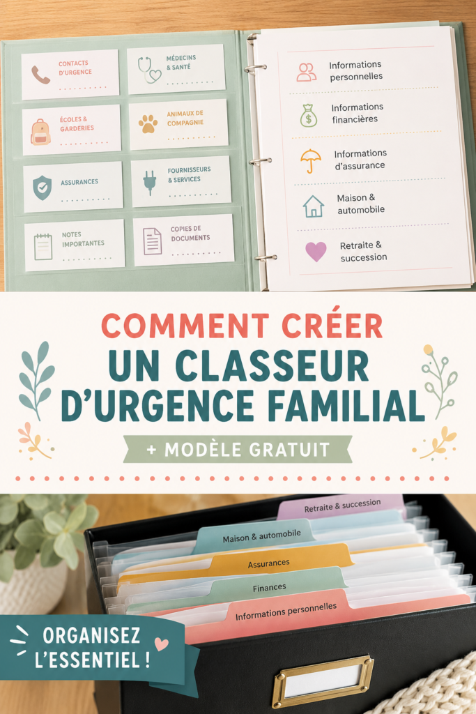 Classeur d'urgence familial bien organisé