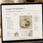 Exemple de page d'accueil personnalisée sur Notion avec des éléments d'organisation, tels qu'un calendrier et une liste de tâches.