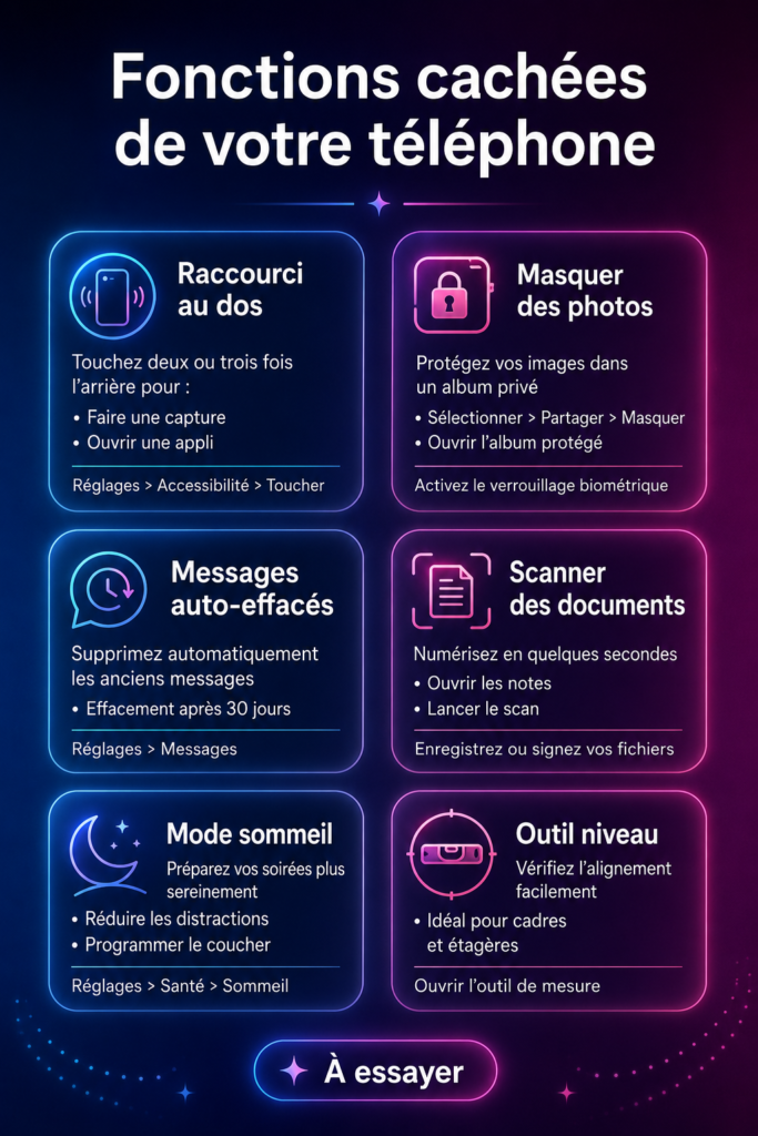 Exploration des fonctionnalités cachées sur un iPhone
