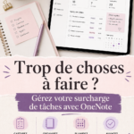 Femme utilisant OneNote sur son ordinateur pour gérer ses tâches.
