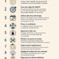 Une femme utilisant un agenda pour planifier sa semaine est entourée de matériel de bureau.