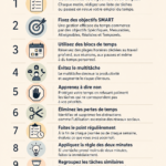 Une femme utilisant un agenda pour planifier sa semaine est entourée de matériel de bureau.