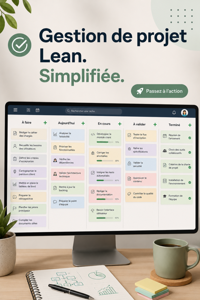 Une illustration représentant le concept du Lean Management dans un environnement de travail.