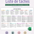 Un écran d'ordinateur affichant un modèle de liste de tâches sur Excel, avec des colonnes pour les tâches et les dates.