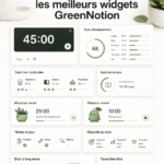 Exemple de modèles gratuits Notion avec des widgets variés pour une meilleure organisation quotidienne.