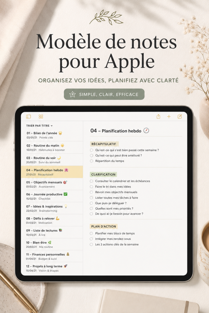 Des modèles bien conçus sur Apple Notes pour l'organisation quotidienne