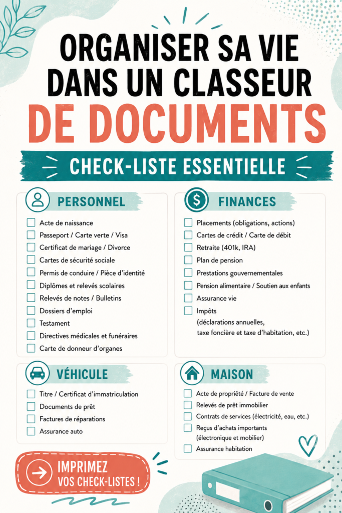 Classeur organisé rempli de documents bien classés