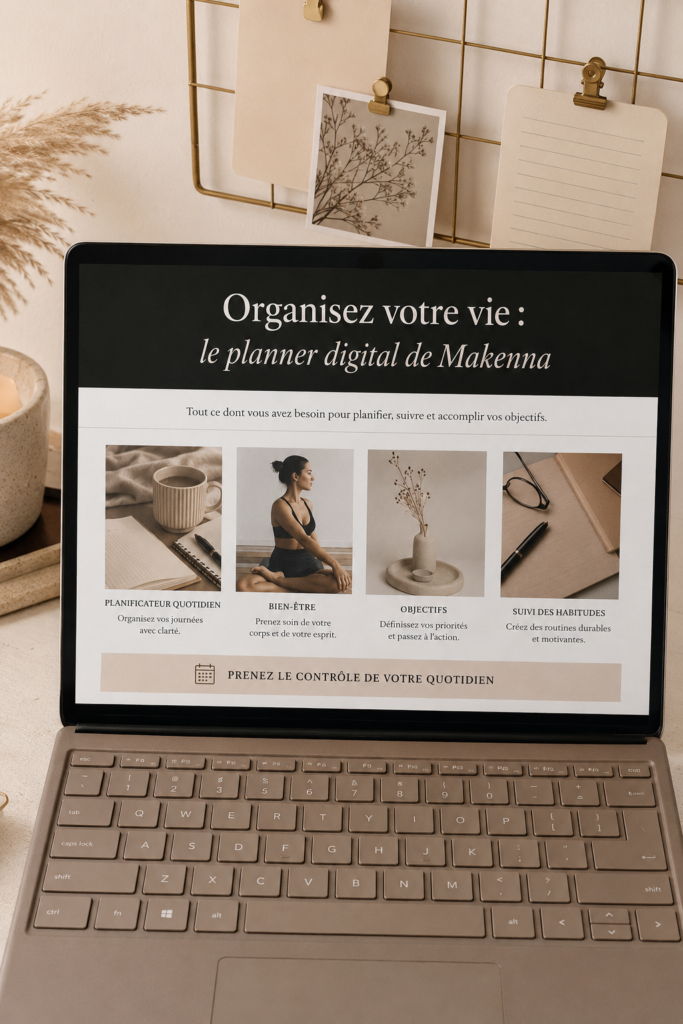 Femme utilisant un planner numérique sur sa tablette, planifiant sa journée avec un sourire.