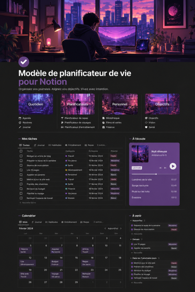 Exemple de planner de vie sur Notion