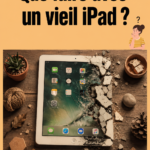 Un ancien iPad posé sur une table, avec des idées de réutilisation autour.