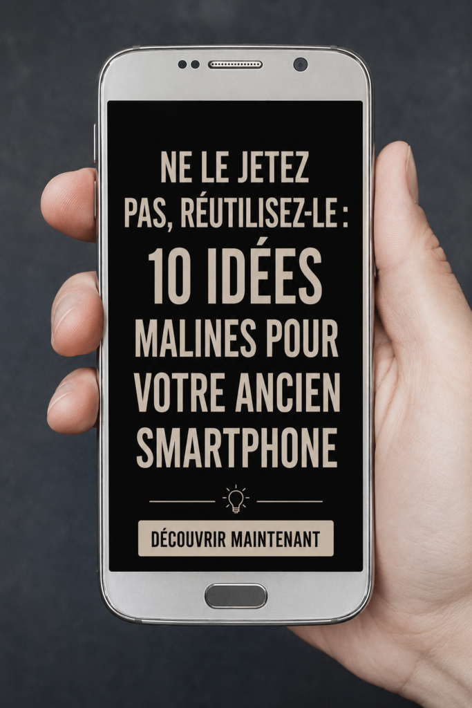 Ancien smartphone placé sur une table avec des outils de bricolage autour, illustrant des usages créatifs.