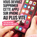 Un iPhone affichant une faible batterie, incitant à la suppression d'une application