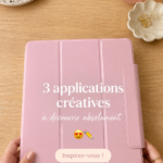 Femme utilisant une application créative sur une tablette pour organiser son quotidien.