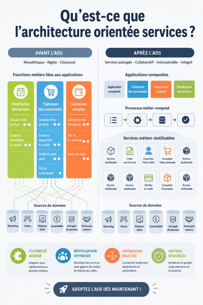 Deux applications interconnectées illustrant l'architecture orientée services
