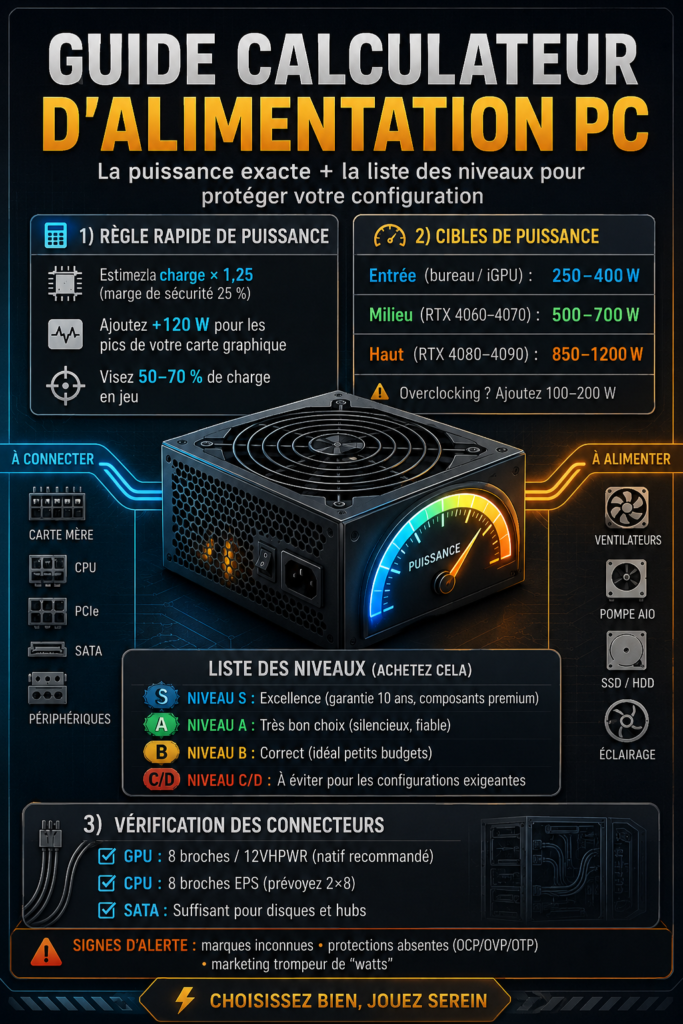 Image d'un guide illustré sur le choix des alimentations PC
