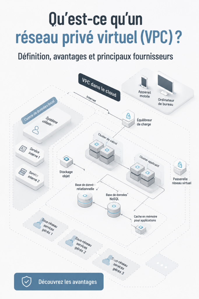 Illustration d'un Cloud Privé Virtuel montrant la gestion sécurisée des données