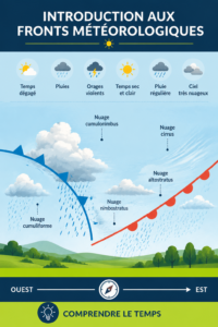 Illustration des différents types de fronts météorologiques et leurs effets sur le climat