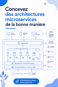 Illustration d'une architecture microservices avec des services interconnectés