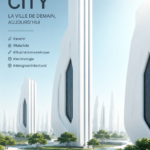 Illustration d'une ville futuriste avec des bâtiments modernes et durables