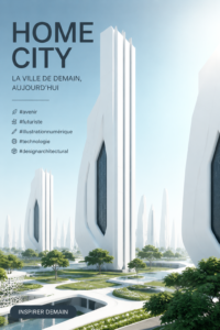 Illustration d'une ville futuriste avec des bâtiments modernes et durables