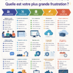 Femme travaillant sur un projet informatique en cloud, souriante et concentrée.