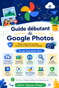 Capture d'écran de l'interface de Google Photos, montrant la fonctionnalité d'organisation des albums.