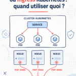 Un schéma illustrant NodePort, LoadBalancer et Ingress dans Kubernetes