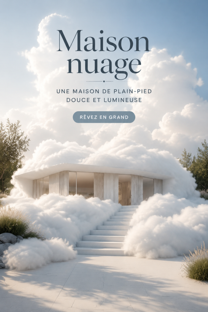 Maison à un étage entourée de verdure, illustrant l'architecture simple et moderne.