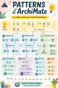 Image représentant des diagrammes ArchiMate clairs et organisés.