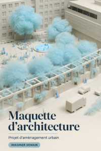 Un modèle architectural d'un bâtiment urbain moderne en maquette.