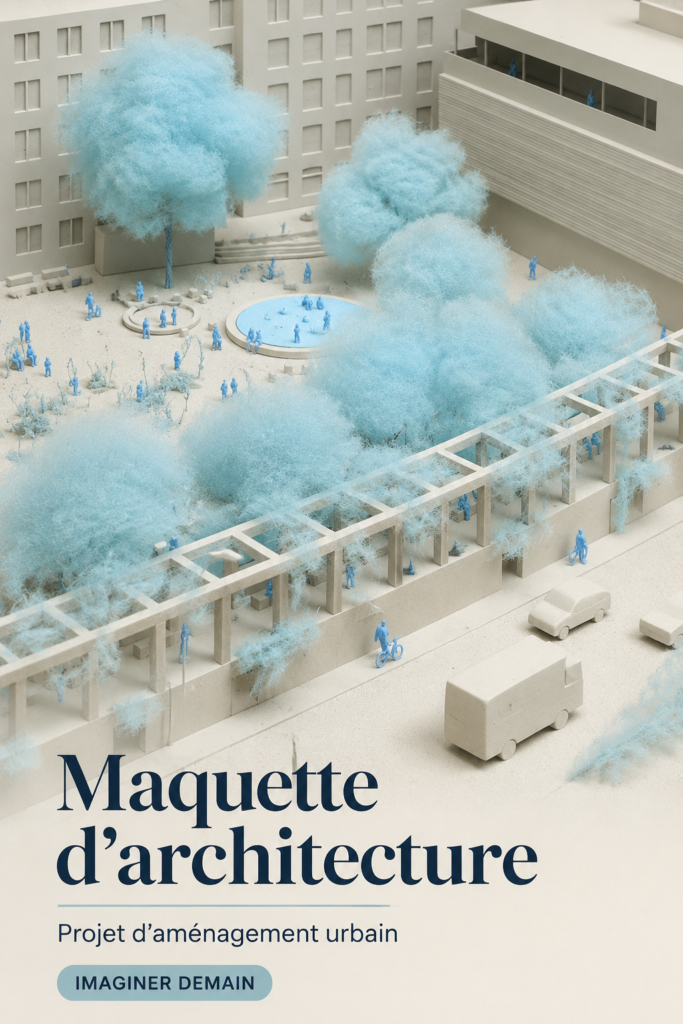 Un modèle architectural d'un bâtiment urbain moderne en maquette.