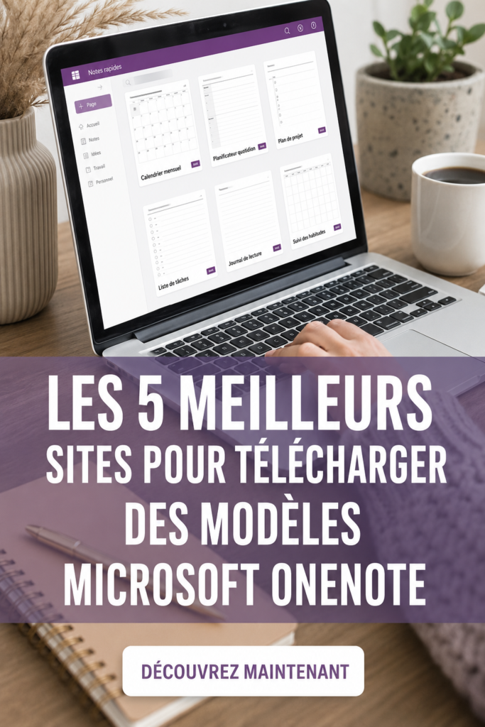 modèles Microsoft OneNote affichés sur un écran d'ordinateur