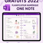 Modèles de planner numérique OneNote affichés à l'écran d'un ordinateur.