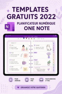 Modèles de planner numérique OneNote affichés à l'écran d'un ordinateur.