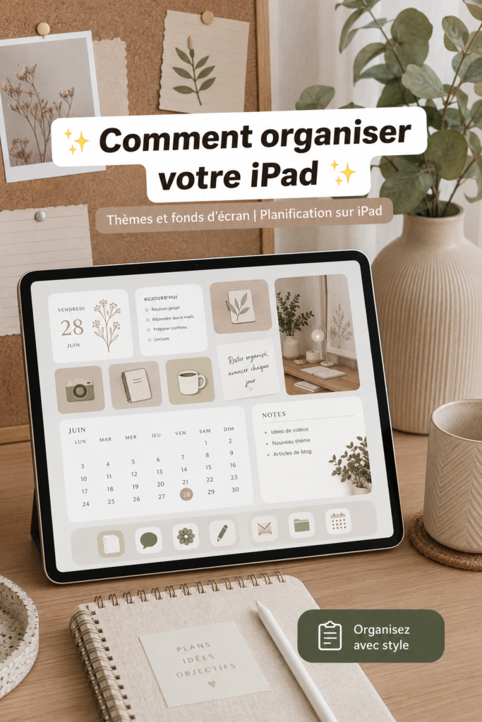 Fonds d'écran coloré sur un iPad organisé