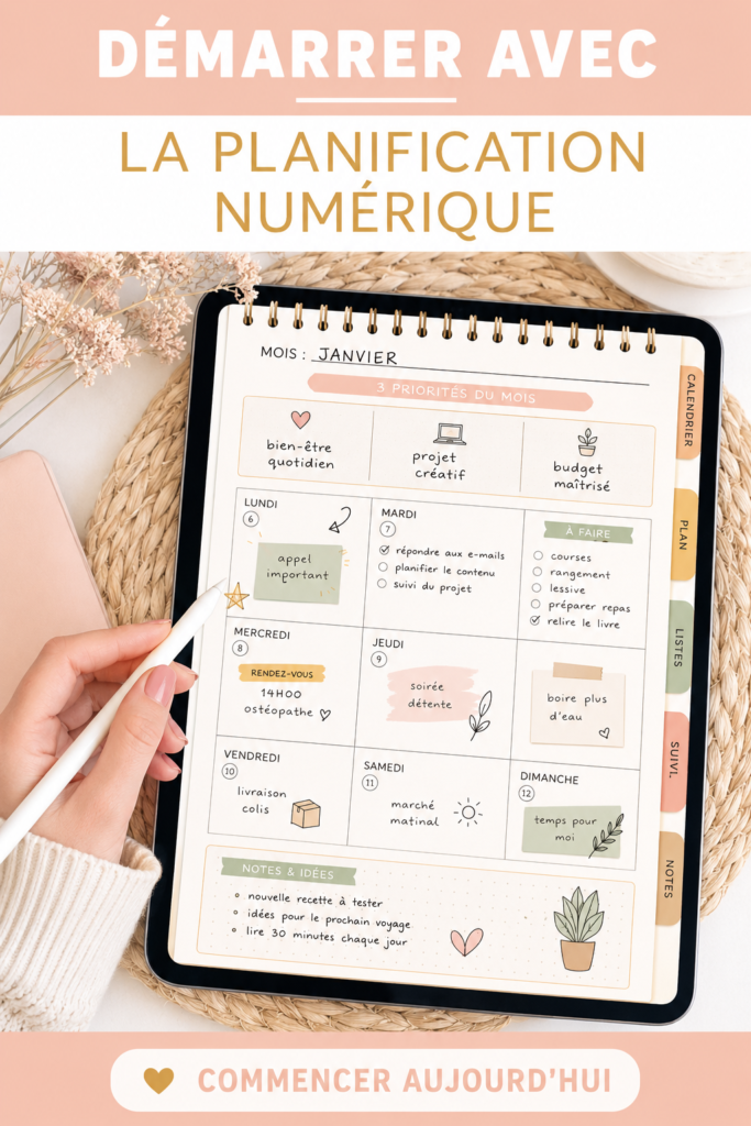 Femme utilisant un outil de planification digitale sur sa tablette
