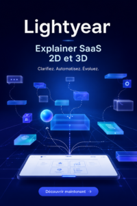 Image illustrant un projet créatif en 2D avec des éléments graphiques modernes
