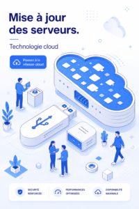 Représentation graphique d'un serveur isométrique en technologie cloud.