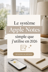 Capture d'écran de l'application Apple Notes montrant un système d'organisation simple.