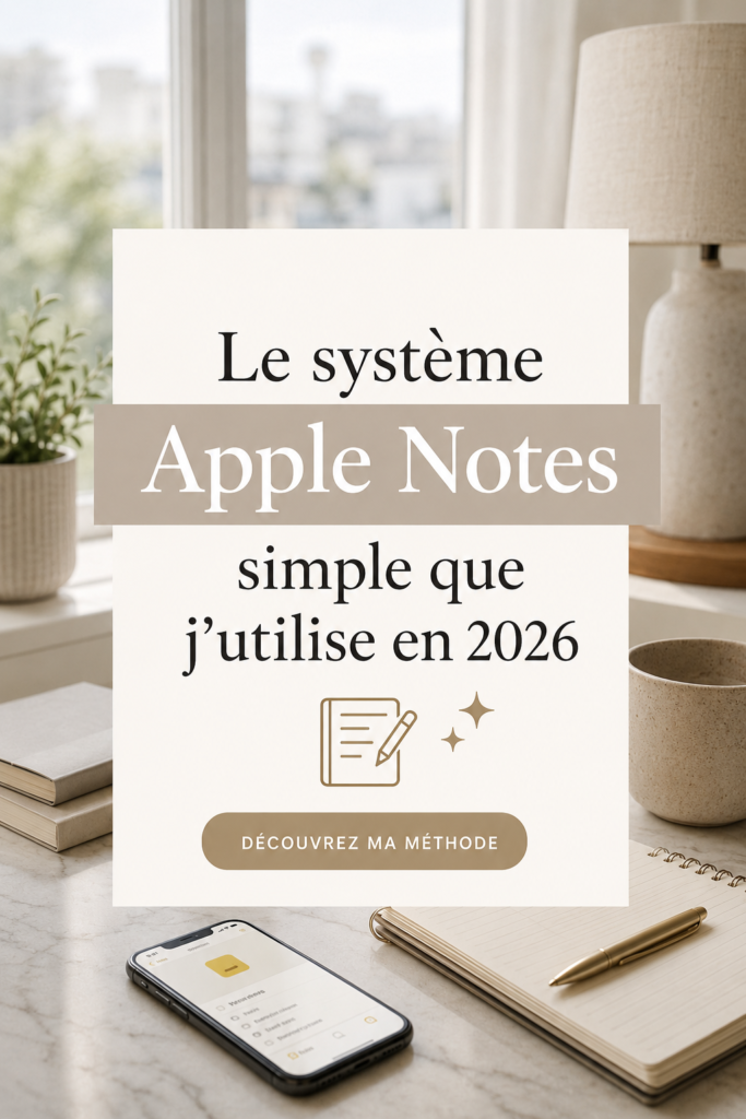 Capture d'écran de l'application Apple Notes montrant un système d'organisation simple.
