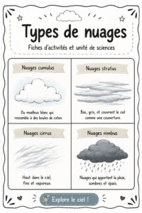 Un ciel rempli de différents types de nuages, illustrant leur diversité.