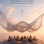 Illustration d'une ville futuriste avec des infrastructures IT basées sur le cloud.
