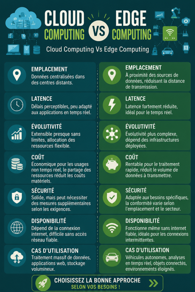 Illustration des concepts de cloud computing et d'edge computing avec des éléments graphiques