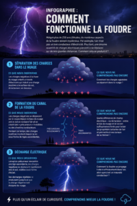 Illustration montrant la foudre frappant un arbre durant un orage