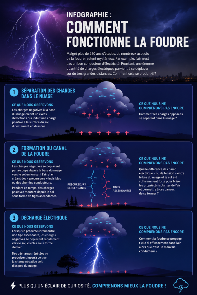 Illustration montrant la foudre frappant un arbre durant un orage