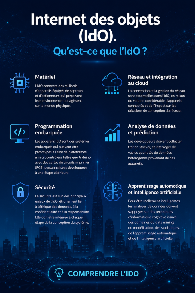 Illustration de l'Internet des Objets avec des objets connectés dans un environnement domestique.
