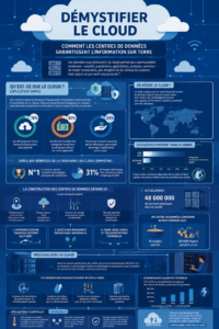 Infographie sur le cloud et le stockage en ligne.