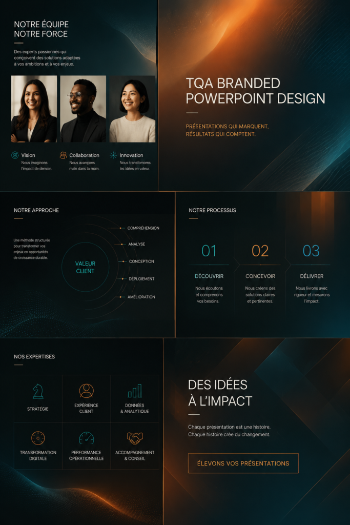 Exemple d'une présentation PowerPoint professionnelle avec un design moderne et captivant.